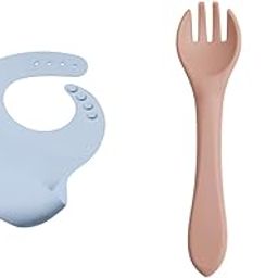 Tudd Silicone Baby Bib for Feeding & Weaning Babies & Toddlers | Blue with Silicone Spoon & Fork Set | Safe & Soft Baby Utensils-image-30