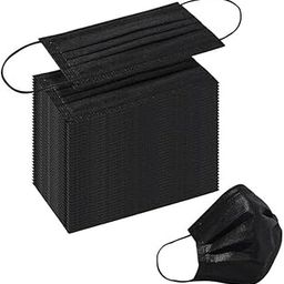 WELLSTAR Use and Throw Disposable Meltblown Ultrasonic 3 ply layer Surgical mask with nose clip Pin without valve Pack of 100 Pieces Black-12