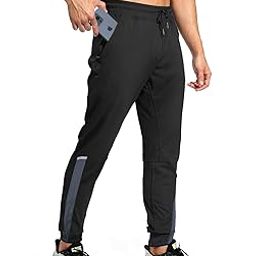 Men's Black Lightweight Joggers Pants Quick Dry Workout Track Running Gym Athletic Pants with 2 Zipper-picture-11