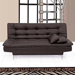 FURNY Supersoft 3 Seater Leatherette Sofa Cum Bed Set (Brown)-image-64