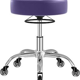 Rolling Stool Heavy Duty 400lb: Super Soft Seat Cushion,360° Swive,Height Adjustability,No Squeaky Noises,No Tip Over,New Upgraded Stool Salon Stool Chair, Tattoo Facial Massage Spa Medical (Purple)-picture-0