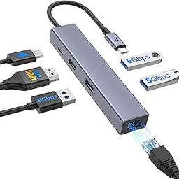 FORIDA USB C Hub, USB C Ethernet Multiport Adapter, 6 In 1 USB C to HDMI Dock Compatible for Macbook Pro Air, Chromebook, Dell XPS, HP and Type C Devices (Gigabit Ethernet 100W PD 4K60HZ HDMI USB 3.0)-image-24