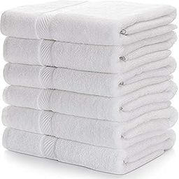 FRESH FROM LOOM High Water Absorber Men & Women Towels for Bath | 500 GSM 100% Pure Cotton Bath Towel Set| Hypoallergenic Soft & Skin Friendly (27 x 54 Inch | White) 6pc-image-49