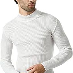 Men Super Warm Wool Solid Full Sleeve High Neck Pullover Skivvy for Winter (Pack of 1) White-image-21