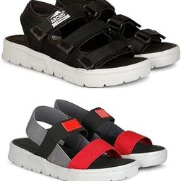 Deep Black And Dark Red Men's Classic Casual Fashion Sandals Combo Comfortable & Light Weight Stylish & Anti-Skid Sandles For Everyday Use-65