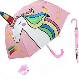 29Inch Unicorn Umbrella for Kids, Professional Portable 3D Cartoon Manual Rain Umbrella, Boys Girls Rain Gear Parasol, Lightweight Umbrella for Kids-26