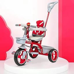 TONDU Tricycle for Baby/Kids with Safety Arm & Seat Belt with Parental Control Tricycle (Red)-19
