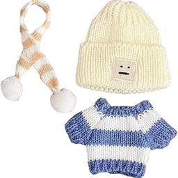 CALANDIS™ Doll Sweater Clothes Set Scarf Hat Doll Clothes for Plush Dolls Pendant Doll dark blue sweater-image-9