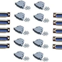 Erh India (Pack of 10 2 Rows Solder Type Plug D-SUB Male Plug RS232 DB25 Serial VGA 25 Pin for Soldering Socket Connector DB25 Connector Male rs232 Connector Male with Cover Case-image-23