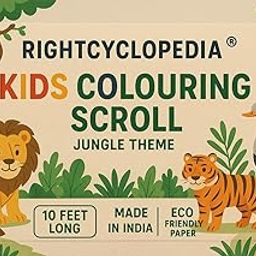 Rightcyclopedia Drawing Colouring Roll Sheet for Kids | JungleTheme |10 Feet Long Scroll - 30 x 300cms Giant Poster Graffiti Art Wild Animals Activity Poster Colour Using Pencil Crayons Made in India-image-51
