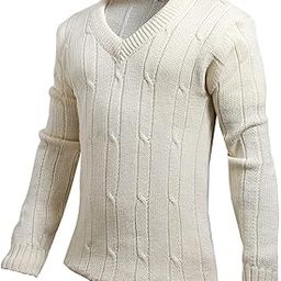 Men's Adult Light Brown Wool Cricket Sweater V-Neck Long Sleeve Heavy Wool Sweater Winter Tops (38) Classic Sports Enthusiasts-image-41