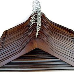 STAR WORK Cherry Wooden Wardrobe Storage Suit Hangers - Premium Wood with Notches & Chrome Swivel Hook for Dress Clothes, Coats, Jackets, Pants, Shirts, Skirts (Pack of 6)-17