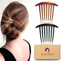 2Pcs Metal Hair Side Combs Hair Fork Clip Teeth Hairs Pin Stick For Updo Bun, U Shape For Vintage Hairstyle Accessorie Hairs Comb Pins Hairpin Side Comb Slide Clips 2Pcs-image-40