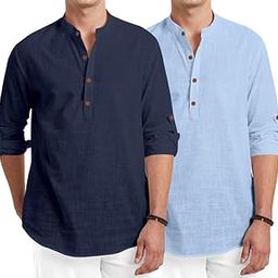 Combo of Men's Cotton Polyester Blend Solid Regular Fit Full Sleeve Short Kurta Pack of 2-97