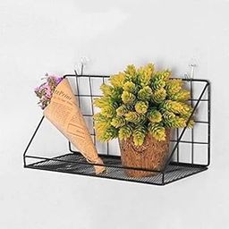 TINKDAS Metal Wall Mounted Floating Shelves Self-Adhesive Home Decor Shelf Wall Decoration Holder Decor Shelves Plant Display Racks for Bedroom, Living Room, Bathroom, Kitchen, Office, Black-image-45