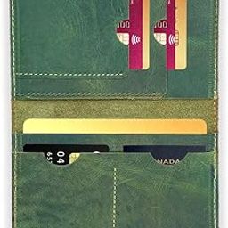 Leather Passport Cover – Green | Minimalist Travel Wallet | Travel Document Holder for Men & Women | Handmade Slim Passport Organizer | Card Holder & Passport Case-image-31