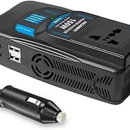 ROGER Car Power Inverter for Laptops, Phones, and More (12V DC to 220V AC) Universal Outlet with 2 USB Fast Charging Ports (2.4A) (Black)-image-94