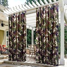 Duronet - Army Print Waterproof & Sun Blockage Detachable Self Sticky Tab Top Windproof Blackout Outdoor Curtains (Green 4.5 X 6.5 Feet, Polyester), Pack of 2-image-86