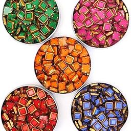 EmbroideryMaterial Acrylic Flat Glue on Kundan Stones Beads for Craft, Jewellery Making, Bangles Work, Maggam work Material, Stones for Embroidery work, Aari work (500 Pieces, 100 pieces of each, Square shape)-picture-32