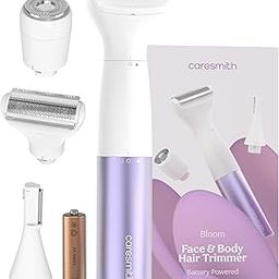 Caresmith Bloom 4 in 1 Face & Body Hair Trimmer for Women|3 Heads - Bikini Trimmer & Shaver, Face Trimmer & Eyebrow Trimmer, Full Body Trimmer, Nose and Ear Trimmer Hair Removal Machine |Women, Purple-51