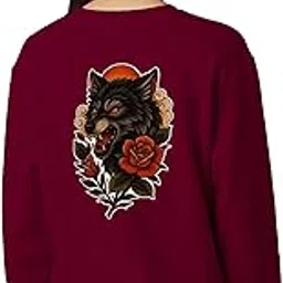 buy that trendz Womens Sweatshirt Fox & Rose Graphic Printed Full Sleeve Stylish Round Neck Pullover Cotton Blend Winter Gen Z Sweatshirt-picture-9