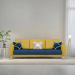 BRAXTON Ralco 3 Seater Sofa Set for Living Room (Blue Yellow Colour) Premium Fabric Sofa-image-65