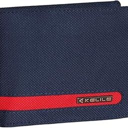 RFID Protected Fabric Wallet for Men Blue Colour Red Patch - No Leather-picture-0