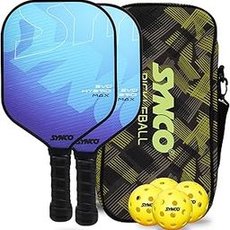 Synco Pickleball Paddle Set | 2 Pickleball Rackets and 4 Pickleballs with Carry Bag | Lightweight Fiberglass Pickleball Racket with Cushion Comfort Grip (16mm, Hybrid Max Blue)-14