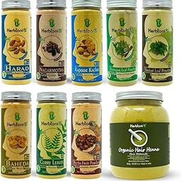 HerbtoniQ 100% Natural and Organic Hair Pack Powder - Combo of 9 Premium Herbal Powdered Ingredients, For Hair Growth, Dandruff, Hair Fall and Scalp – Hair Mask Powders (Total 1800g)-image-90