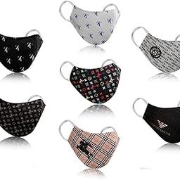 KAPIDA Cotton Reusable Stylish Cloth Face Mask, Washable Cotton Plain & Multiple Design Soft Cloth Face Masks (Multicolor, Pack of 7, Without Valve) for Unisex Adult-1