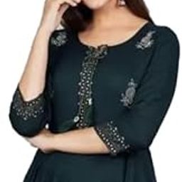 Women's Embroidered Anarkali Dress, Floor Length, Teal Green, 3/4 Sleeves-picture-37