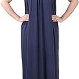 Deep Blue Short Sleeve Pure Cotton Nighty for Ladies/Girls - PCW00001431_L-40-55