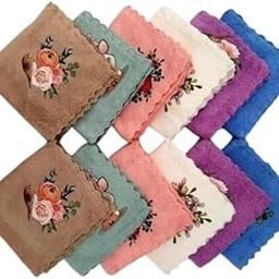 Decorative Microfibre Women Handkerchief, 25 x 25 cm, Set of 12, Multi-Colour-image-54
