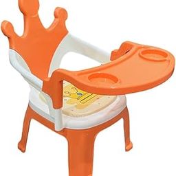 Plastic Baby Chair for Kids Study Table Chair with Cushion Seat, Removable Food Tray & High Backrest, Booster Seat for Baby, Home School Kids Chair for Toddlers 1 to 4 Years Baby (Orange)-picture-21