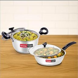 Crystal Tribottom 180Mm Casserole with Glass Lid + 250Mm Fry Pan with Glass Lid-image-48