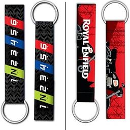 Turn To Ride - 1N23456 vs Enfield Combo Keychain | 2-Piece Multicolour Rectangular Satin Lanyard Keychain For Bikes, Cars & Home-image-88