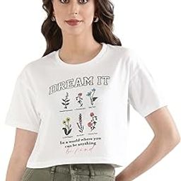 Women’s Cotton Crop Top | Graphic Printed Half Sleeve Tee | Round Neck Casual Fit | Trendy Fashion Top for Girls-image-23