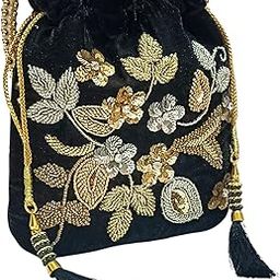 Embroidered Women's Floral Potli Bag Purse for Party Wedding-image-30