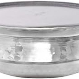 Diamond Steel Tamra Biryani Handi | Patila | Aluminum Hammered Design Handi/Matki/Sipri/Batuia| Dekchi | Bhagona| Heavy Bottom Handi for Biryani/Rice | (Handi With Lid, 15 Inch(5.5 Litre))-image-76