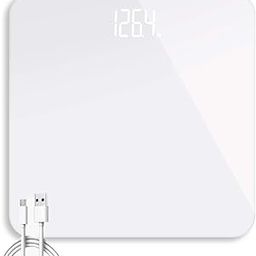 Arabest Bathroom Scale, Invisible-Backlit Screen Digital Body Weight Scale with Easy Read LCD, USB Charging Round Corner Design Scratch Resistant Accurate Glass Scale (Up to 400 Pounds, White)-25