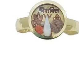 Ashtadhatu Trishakti Double Rudraksha Shank Yantra Mercury Gold Plated Brass Ring-3-99
