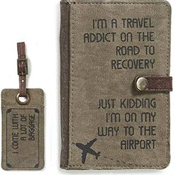 Canvas Passport, Card Holder, Wallet Case and Luggage Tag for Men and Women, Pack of 2 | Brown-image-41