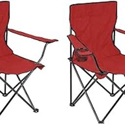 (2 Pack Camping Chair Foldable Armchair with Drink Holder and Transport Bag (Multicolored)-image-58
