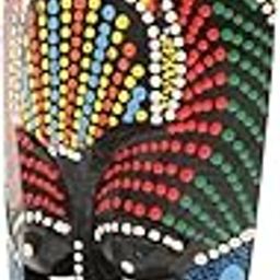 Enakshi (LABEL) SECRET DESIRE Wooden African Hand Carved Tribal Face Mask Painting Wall Hanging Folk Art 25cm-49