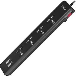 Artis AR-4SSU-CB 4 Universal Sockets & 2 USB with Single Switch Surge Protector Black-22