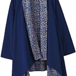Men's Cardigan Reversible Ethnic Loose Coat Cotton Linen Drape Cape Overcoat Blue|Clothing, Shoes & Accessories | Mens Clothing | Coats & Jackets-image-22