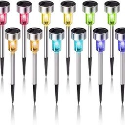 Dream Master Solar Outdoor LED Landscape Lights - Stainless Steel Solar-Powered Garden Lighting for Pathway, Walkway, Patio, Yard, Lawn - 12 Pack (Multicolor)-image-37