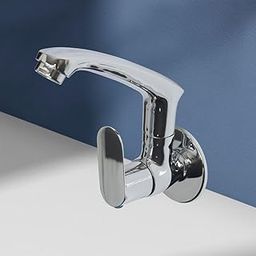 Asiatique | Sink Cock with Casted Spout – Kite Series | Brass Faucet for Bathroom & Kitchen Sink | Wall Mount | Chrome Finish | Silver | Pack of 1-image-10