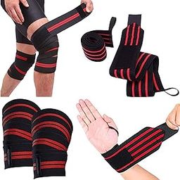 Rmour Combo Weight Lifting Knee Wraps and Wrist Support Band with Thumb Heavy Duty Elastic Compression Support for Squats Gym Power Lifting Olympic Lifting Workout Cross Training and Cross fit-picture-20