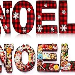 Tellingyou 4 Pieces 13.5" H NOEL Christmas Letters Fillable Paper Box with Snowflake Stickers Decoration Papier Mache Candy Container for Christmas New Year-image-61